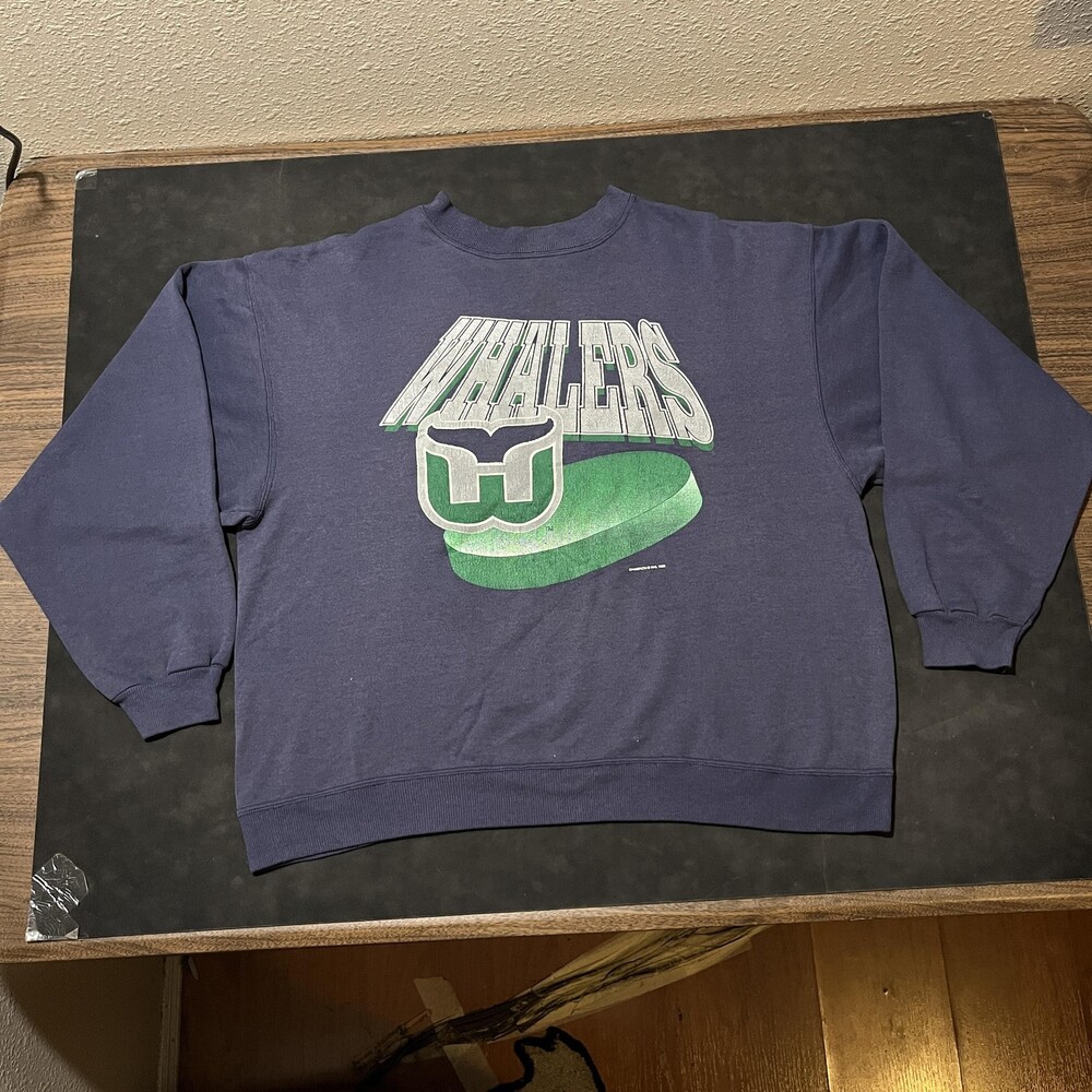 Vintage Hartford Whalers Sweatshirt 2XL Champion NHL Hockey Hanes Flocked 90s